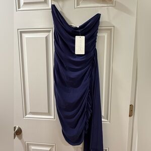 American Thread- Medium, navy strapless dress